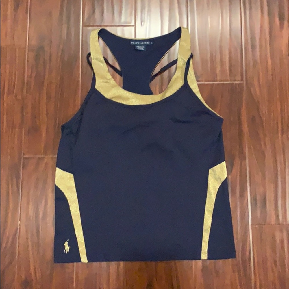 Ralph Lauren Tennis Top Size Large. Navy/Gold